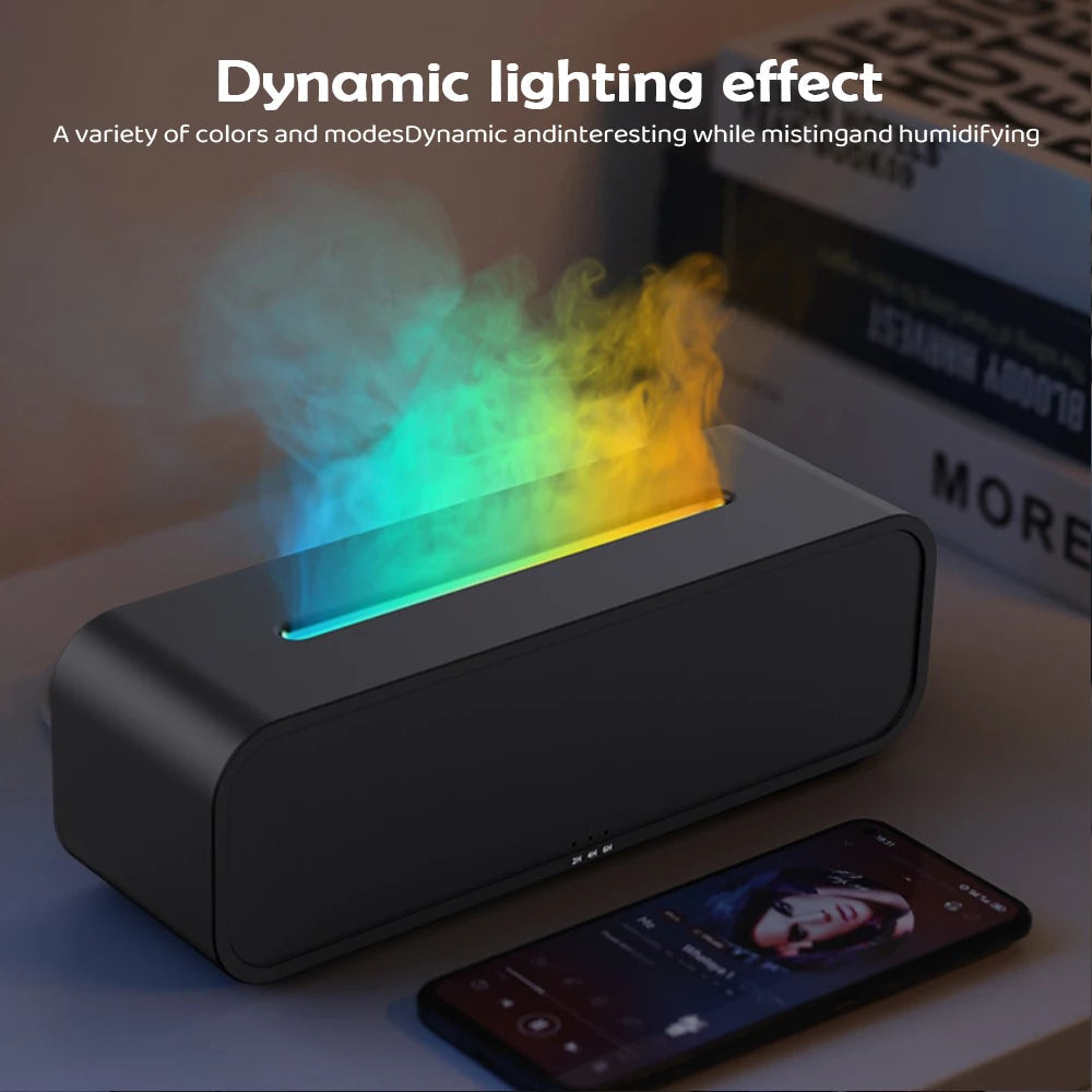 Ultrasonic Humidifier with LED Flame Effect, Timer & Auto Shut-Off - USB 5V Aromatherapy Diffuser