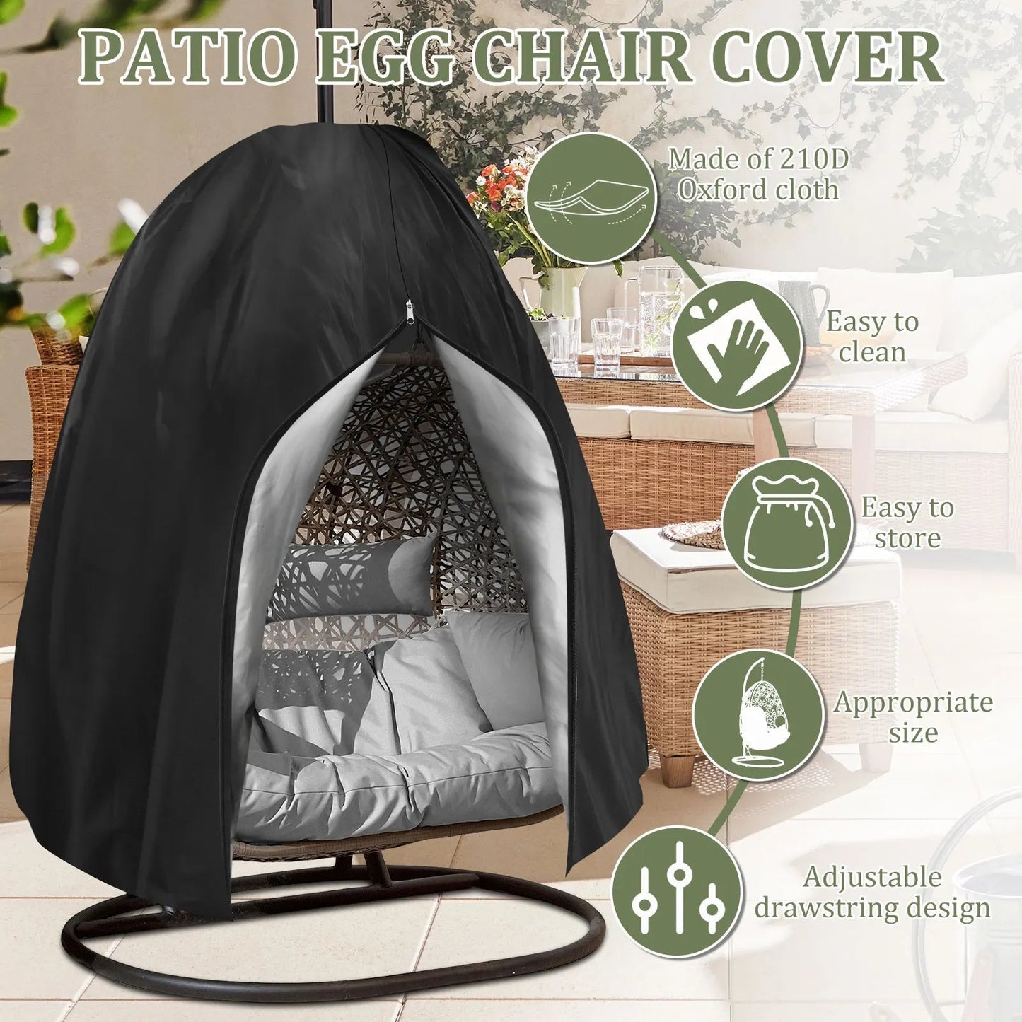 Hammock Chair Protective Cover | Waterproof & UV Resistant | Polyester | 190x115 / 200x230 cm