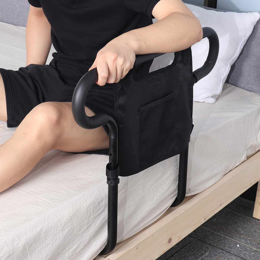 Adjustable Bed Assist Rail for Seniors with Storage Pouch, 136 kg Capacity