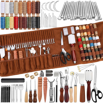 Leather Tool Kit - 92 or 27 Pieces - Includes Waxed Threads & Professional Accessories
