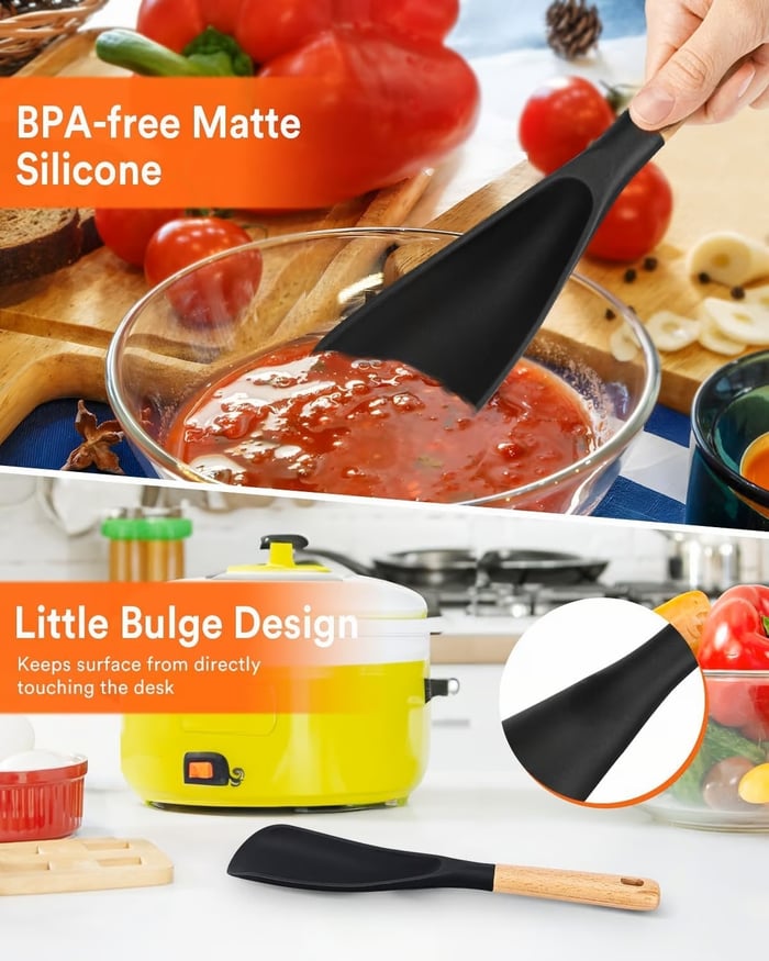 Versatile Cooking Spoon & Turner | Heat Resistant up to 230°C, BPA-Free Silicone | Gentle on Non-Stick Surfaces | 29×7 cm