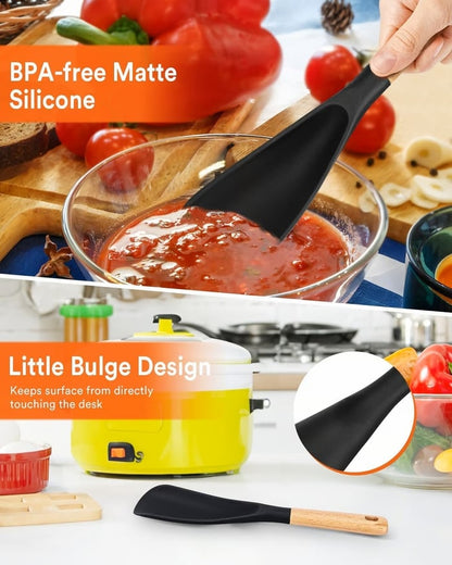 Versatile Cooking Spoon & Turner | Heat Resistant up to 230°C, BPA-Free Silicone | Gentle on Non-Stick Surfaces | 29×7 cm