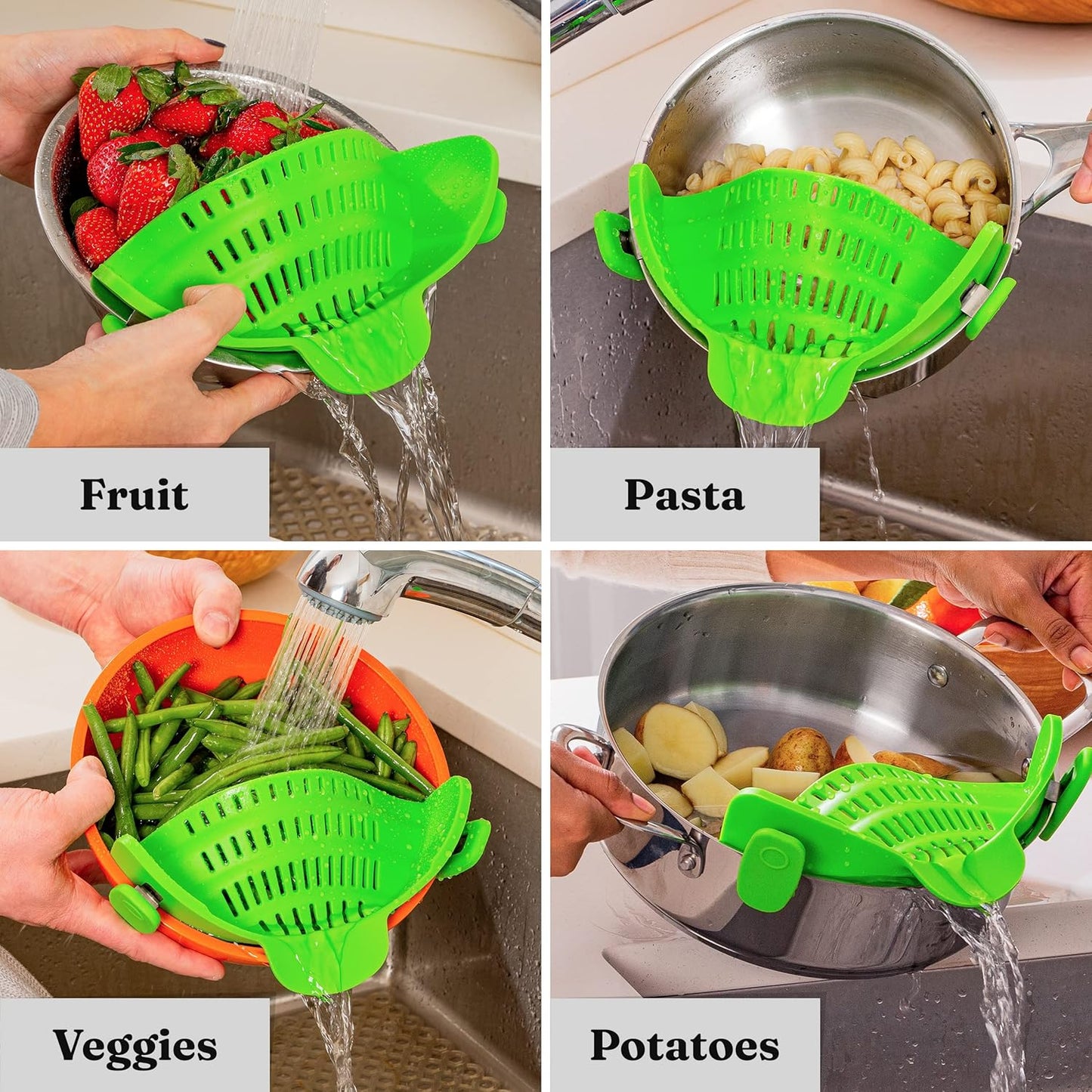 Clip-On Silicone Strainer for Easy Draining