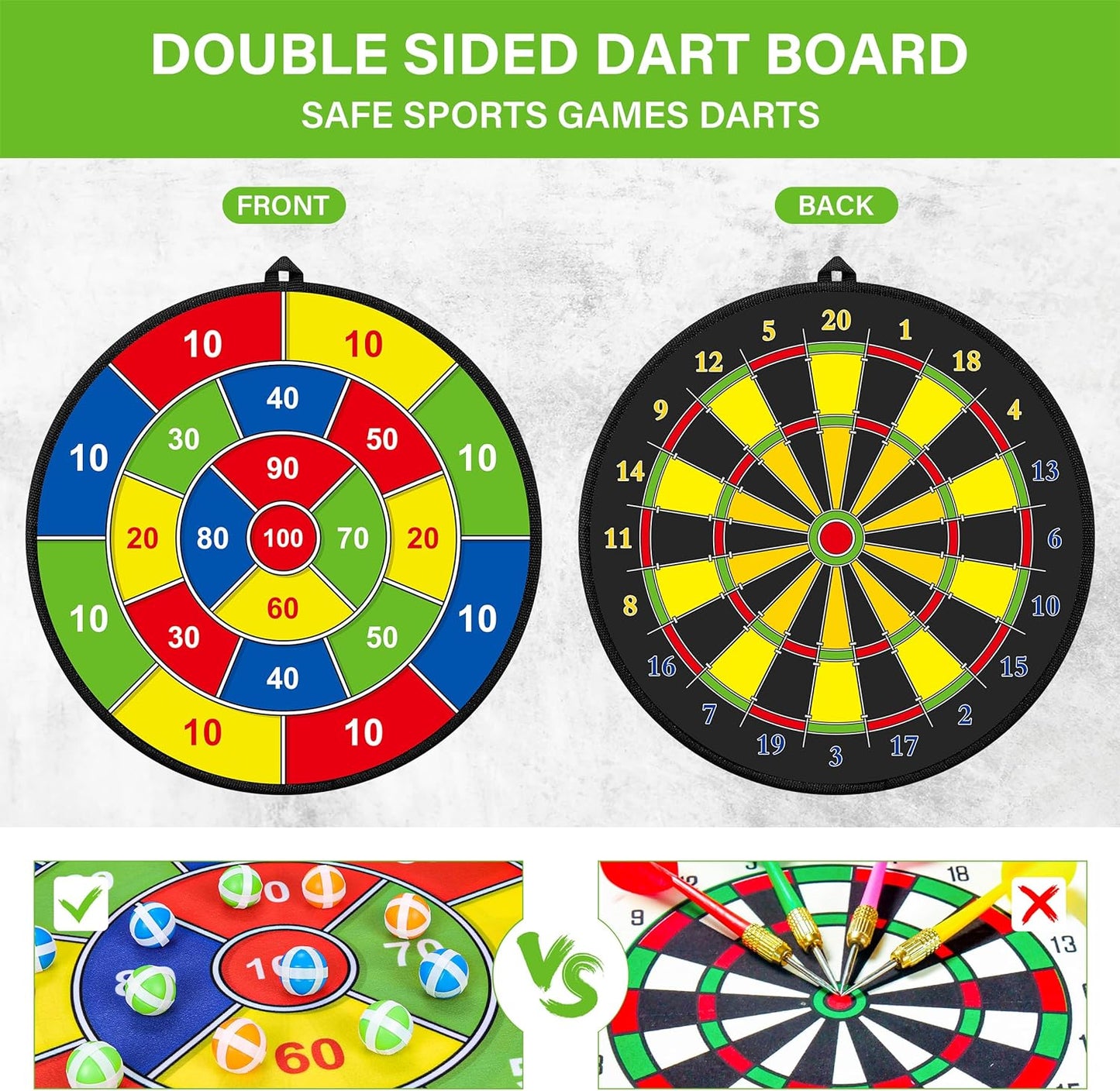 Kids' Large Double-Sided Dartboard – Play, Learn, and Unwind