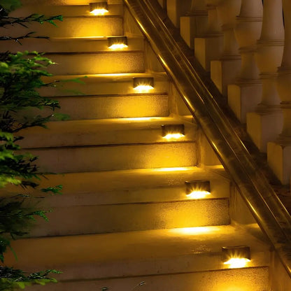 Solar-Powered LED Step Lights for Outdoor Stairs, Garden Paths, and Patios