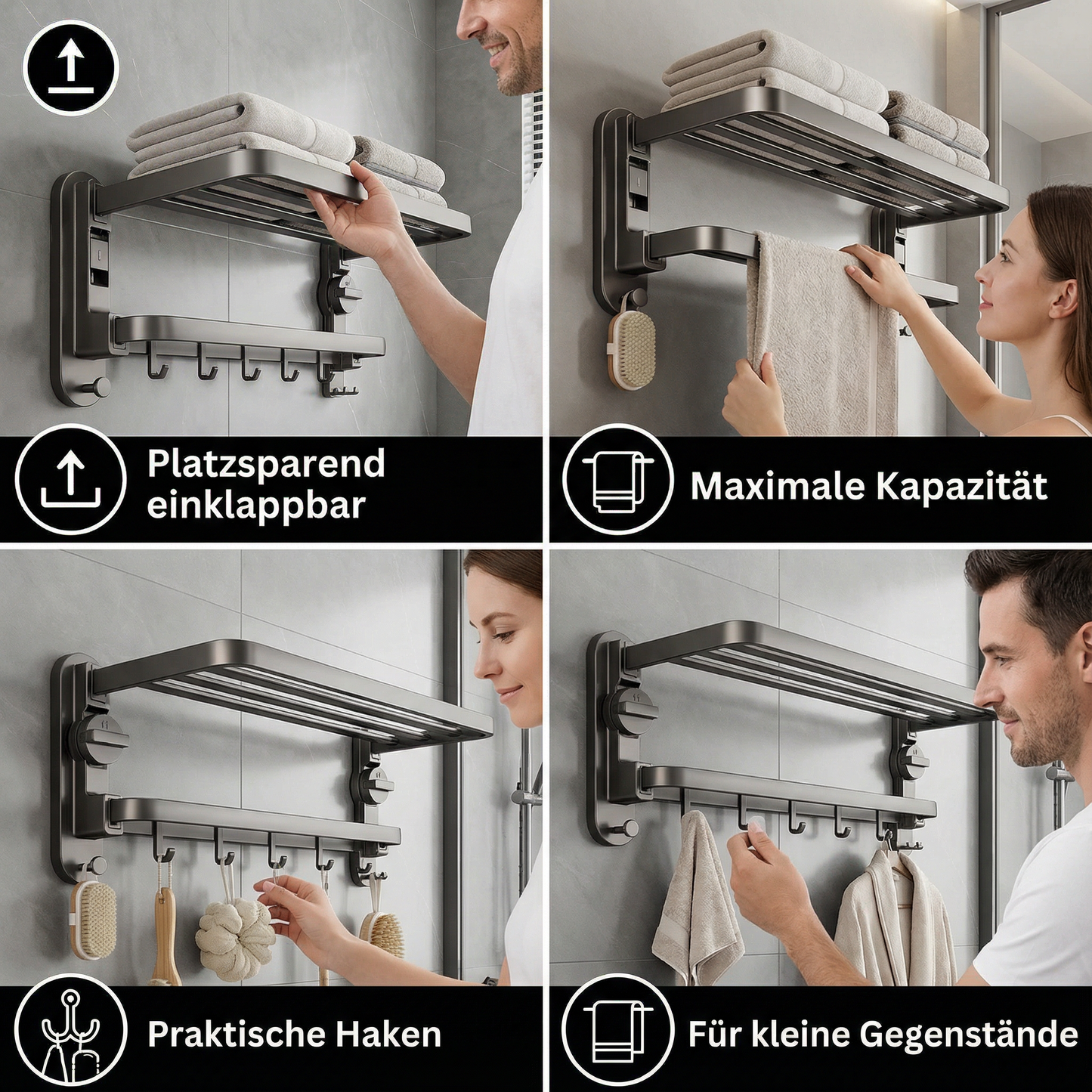 Collapsible Towel Rack with Suction Cups