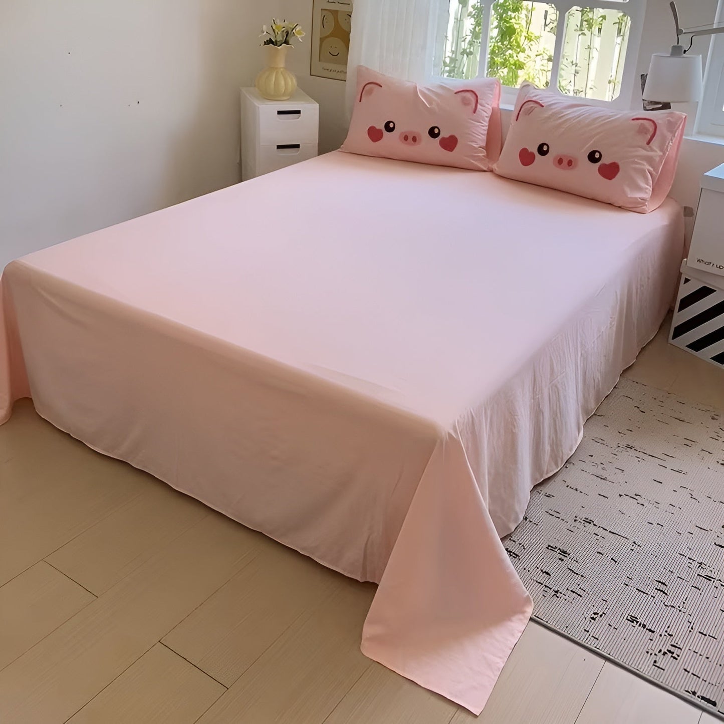 Cozy Bedding Set Featuring Adorable Piglet Design – Ideal for Kids' Rooms