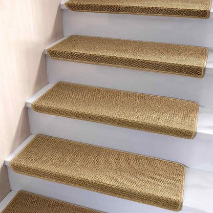 Non-Slip Carpet Stair Treads with Bullnose and Edge Protection – 14 Pack, Beige