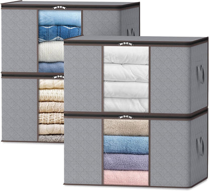 Compact Collapsible Storage Bins with Clear Viewing Panel