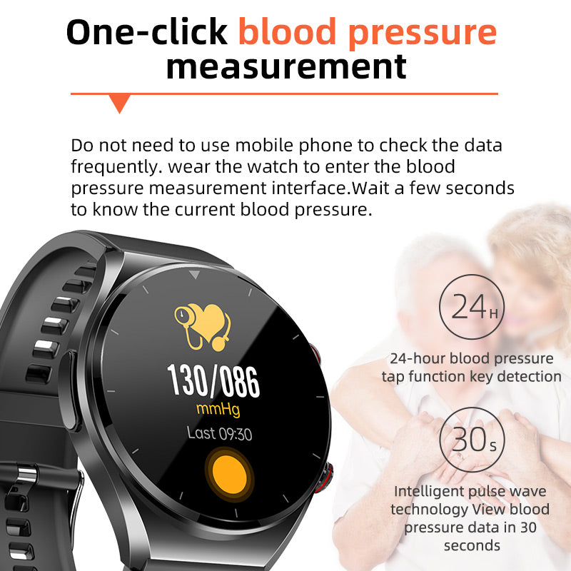 One-Click Blood Sugar | Blood Glucose Blood Pressure EKG | Heart Rate Monitor Health Smartwatch