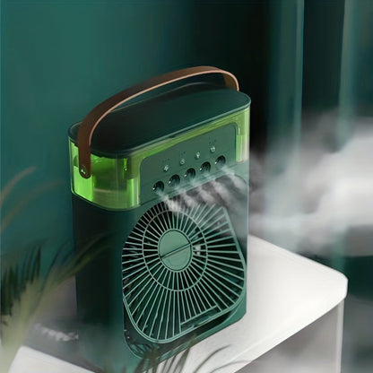 Compact Air Cooler for Home and Office - 3-Speed Hydrocooling Fan with 5 Humidifier Spray Heads