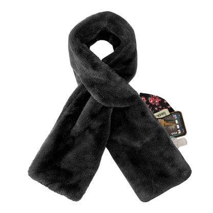 Chic Faux Fur Infinity Scarf with Hidden Zip Pocket