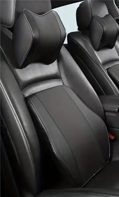 Adjustable Headrest Car Seat Cushion in Leather
