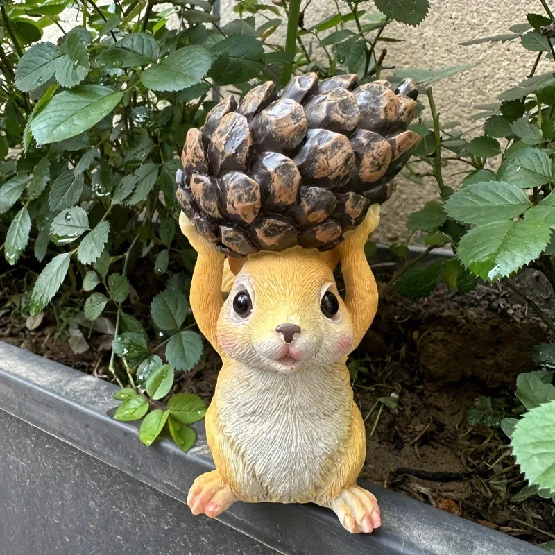 Squirrel Garden Sculpture – Hand-Painted Resin Decor, Weatherproof Animal Figure