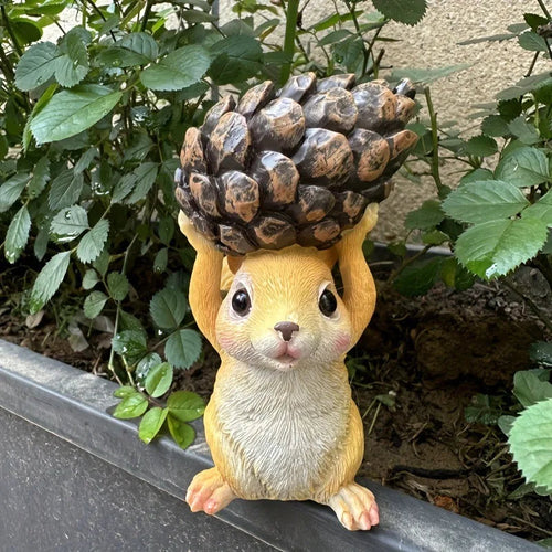 Squirrel Garden Sculpture – Hand-Painted Resin Decor, Weatherproof Animal Figure