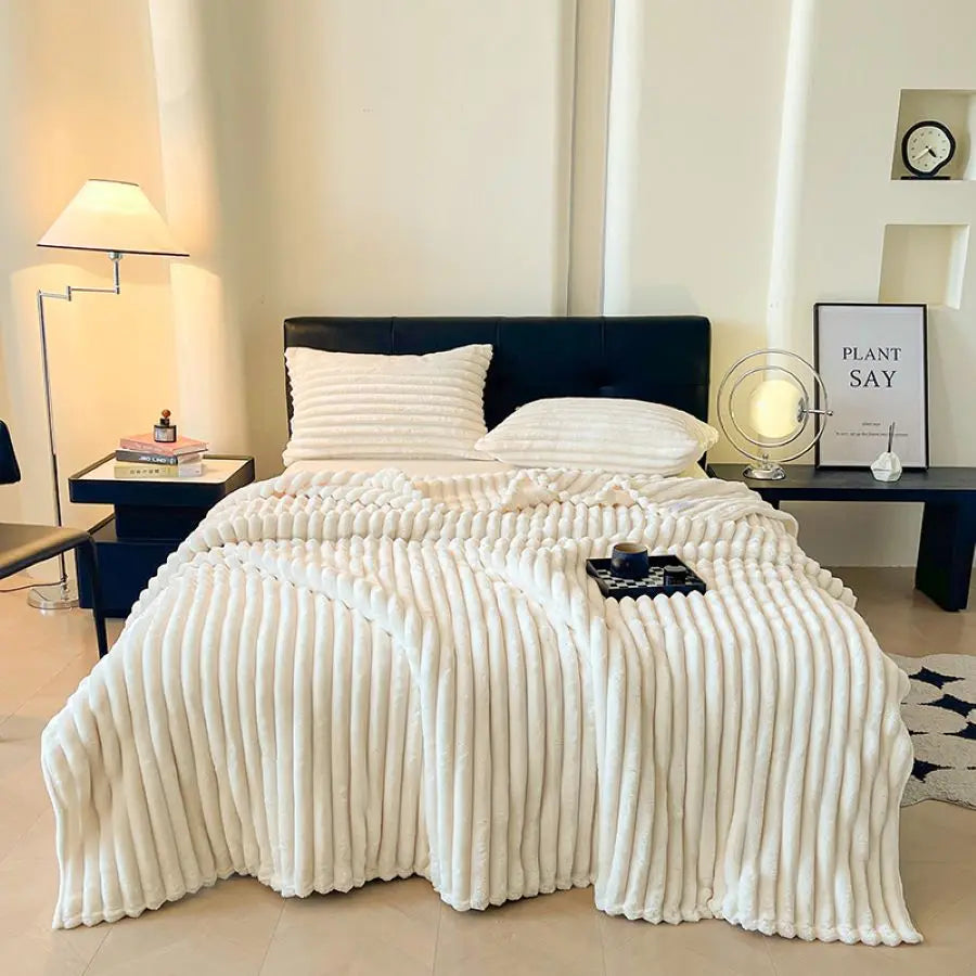 Cozy Striped Blanket | Soft Throw for Sofa & Bed | Lightweight All-Season Warmth | Trendy Spring Home Decor
