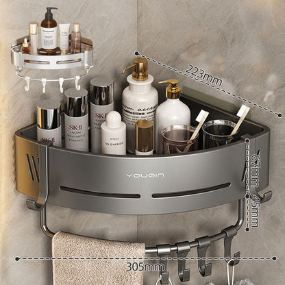 Self-Adhesive Bathroom Corner Shelf – Aluminum Storage Solution without Drilling