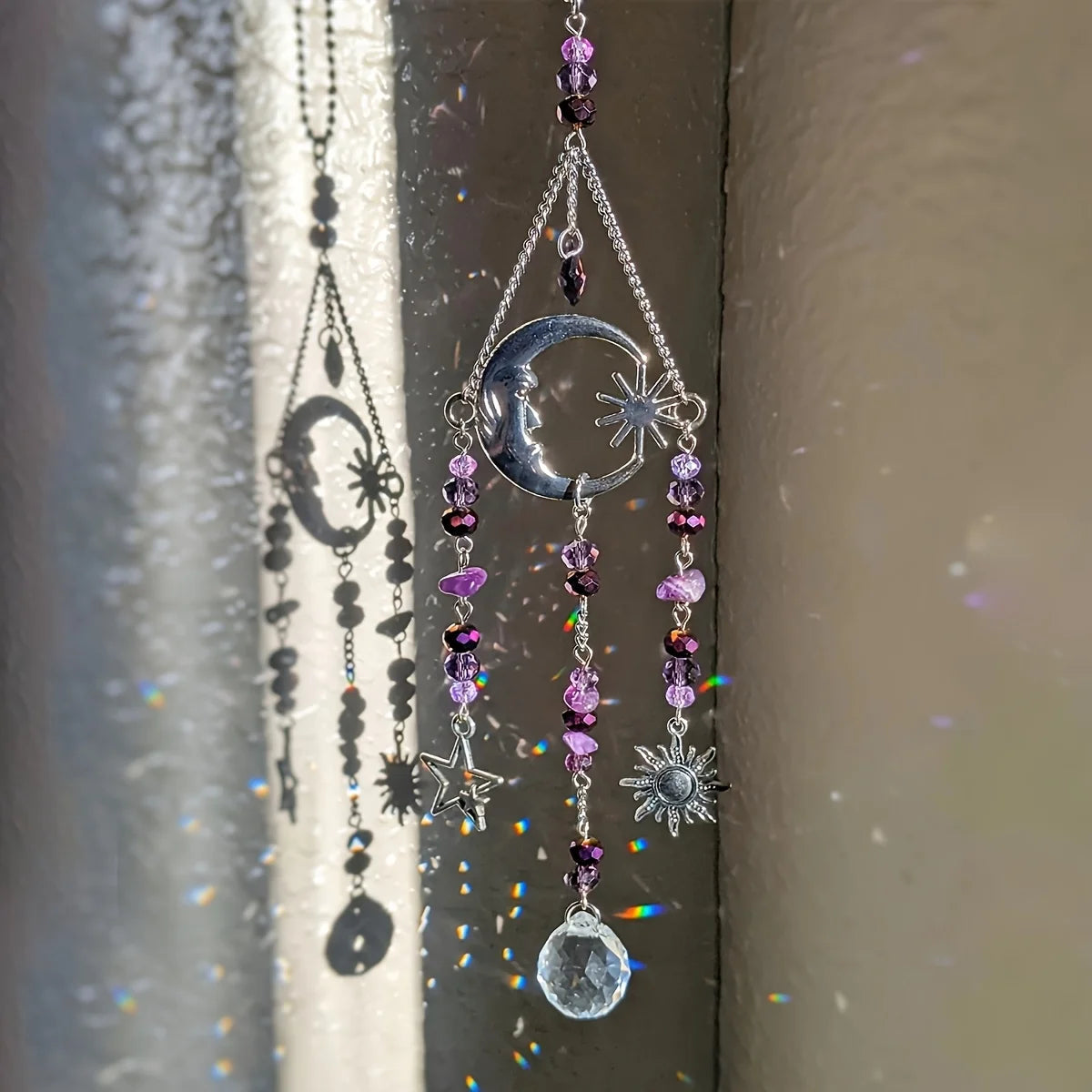 12 cm Glass Ornament - Lunaria Moon Goddess Crystal Pendant for Home & Garden Decor