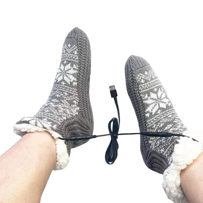 USB Heated Socks – Cozy Knitted Design, Non-Slip, Perfect for Home and Office