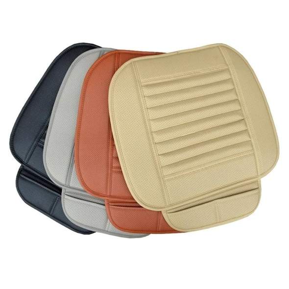 Bamboo Charcoal Car Seat Cushion - Odor Absorbing Leather Design for All Seasons