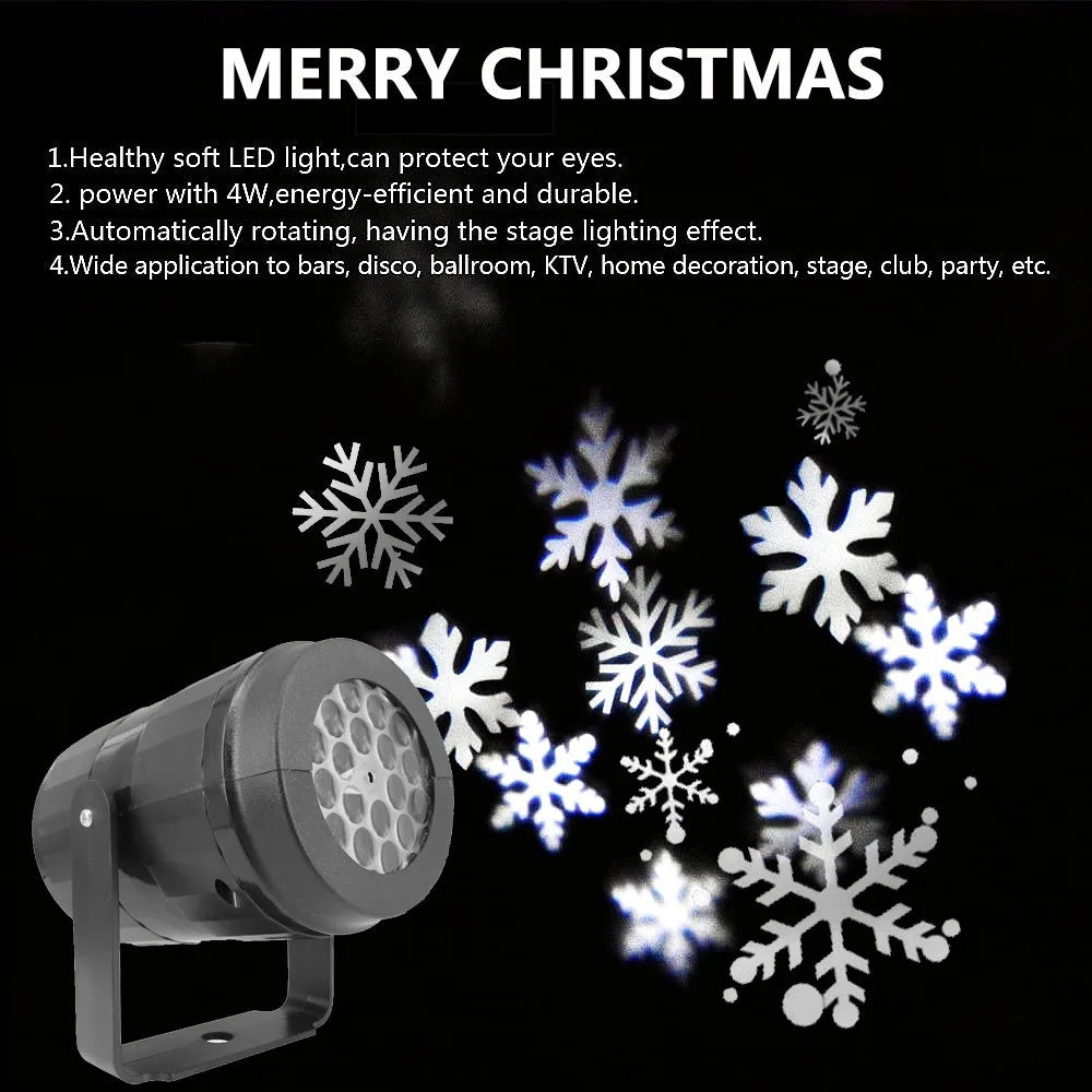 LED Snowflake Projector with USB – Waterproof Outdoor Christmas Lights