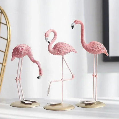 Cartoon Flamingo Figurine – Resin Ornament for Home and Office Decoration