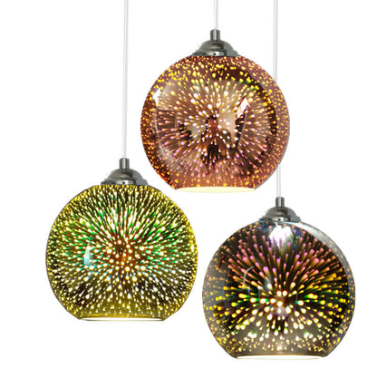 Colorful 3D Firework Glass Dome Pendant Light – Modern Design