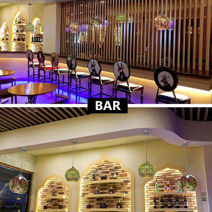 Colorful 3D Firework Glass Dome Pendant Light – Modern Design