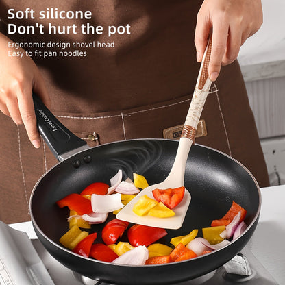 Cooking Tools Set with Wooden Handles – Silicone Kitchen Utensils