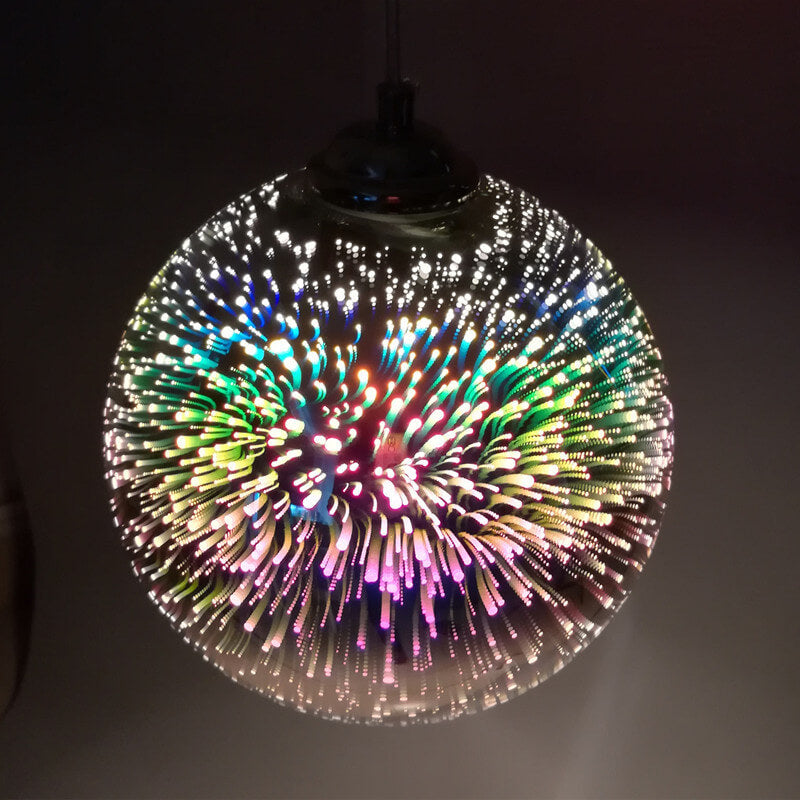 Colorful 3D Firework Glass Dome Pendant Light – Modern Design