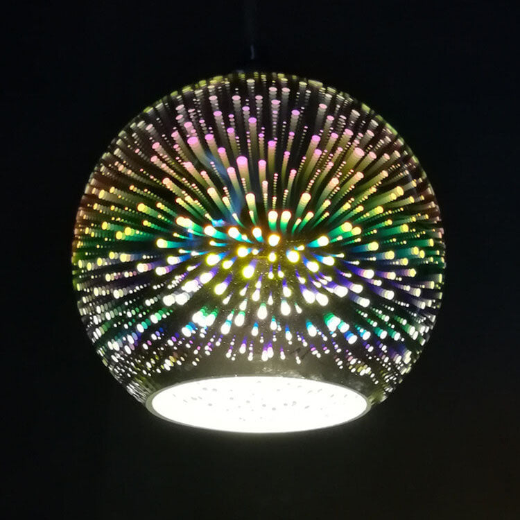 Colorful 3D Firework Glass Dome Pendant Light – Modern Design