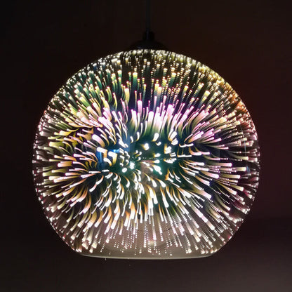 Colorful 3D Firework Glass Dome Pendant Light – Modern Design