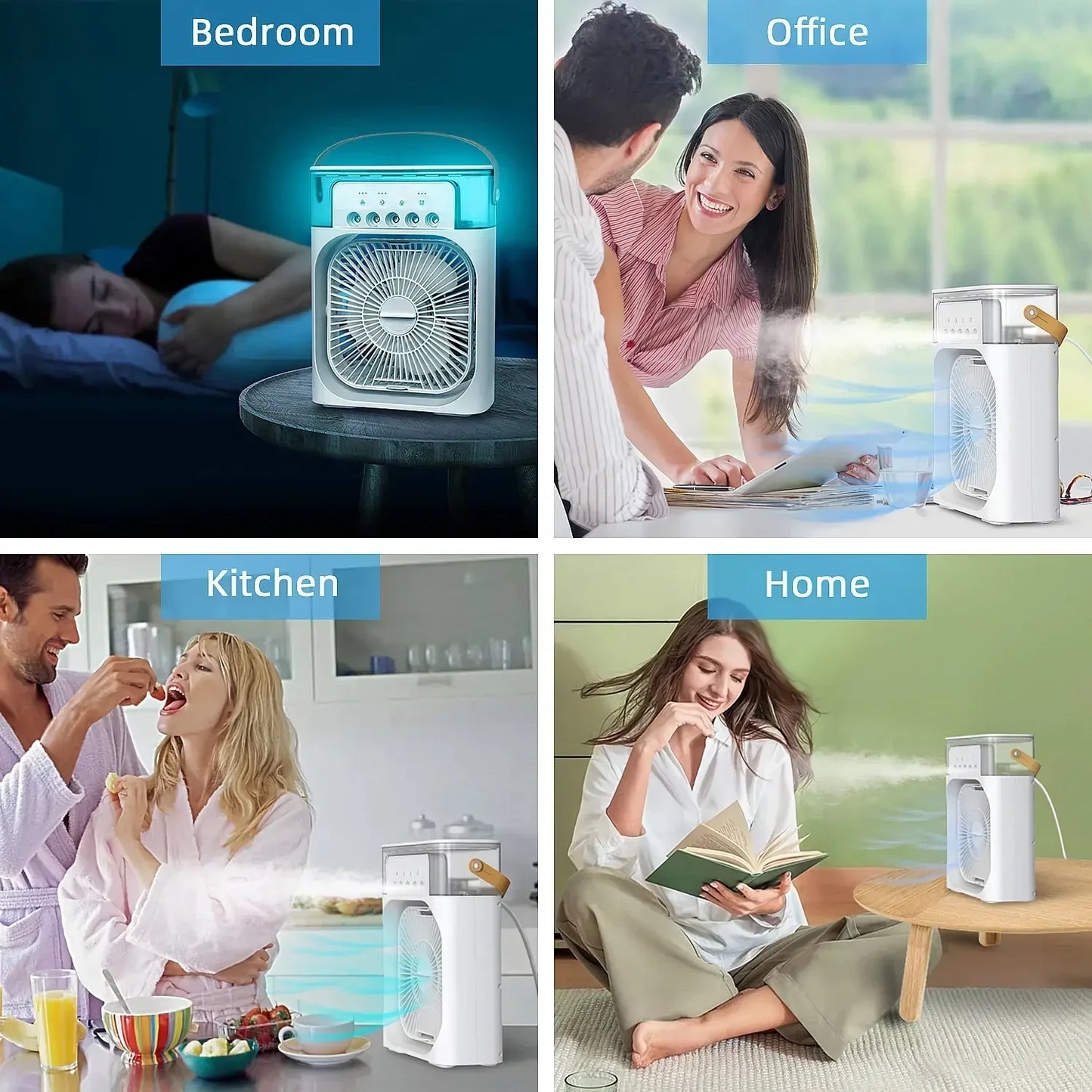 Compact 3-in-1 Air Cooler with Humidifier and LED Night Light