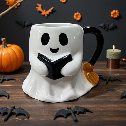 Ceramic Mug featuring Laughing Ghost Design for Halloween