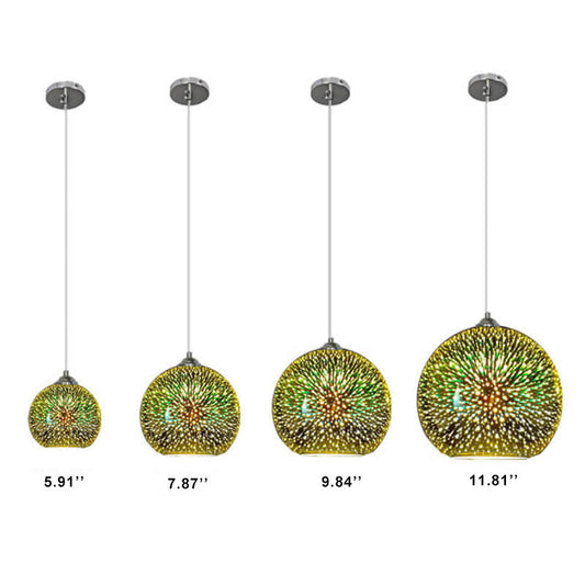Colorful 3D Firework Glass Dome Pendant Light – Modern Design