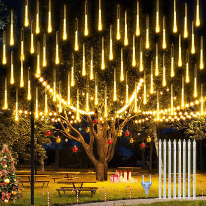LED Meteor Shower String Lights with EU Plug | 8 Tubes | 30 cm / 50 cm Length | Warm White or Cool White | Perfect for Outdoor & Holiday Decor