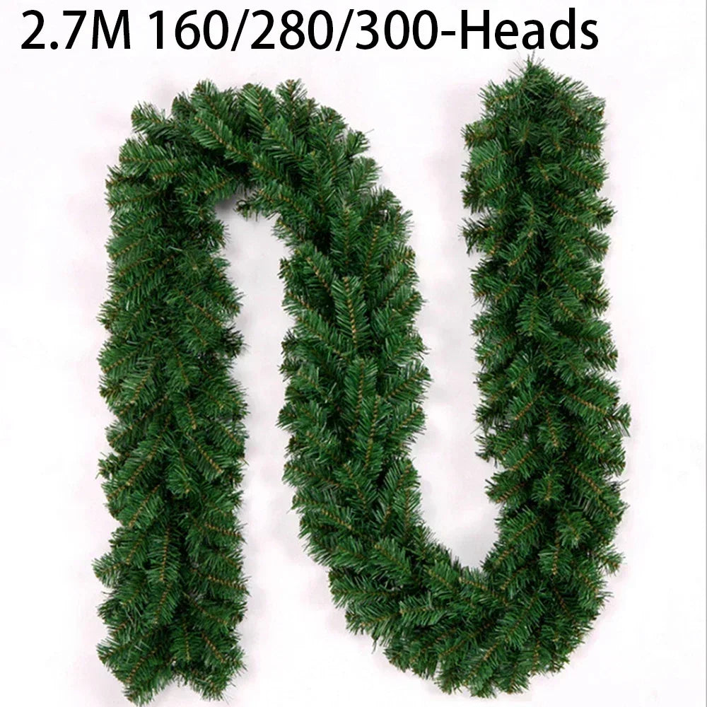Artificial Pine Garland for Holidays | 2.7 m Thick PVC Christmas Décor for Stairs, Fireplace & Windows