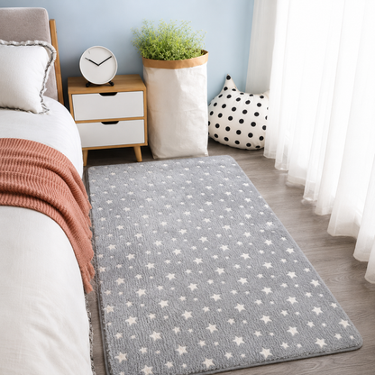 Glow in the Dark Area Rug for Children – Moon and Star Pattern