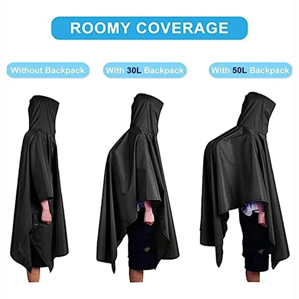 3-in-1 Waterproof Outdoor Poncho with Hood | Tarp & Bivvy 220x140 cm