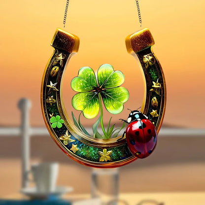 Double-Sided Horseshoe Sun Catcher Pendant | 20 cm Window & Garden Decor