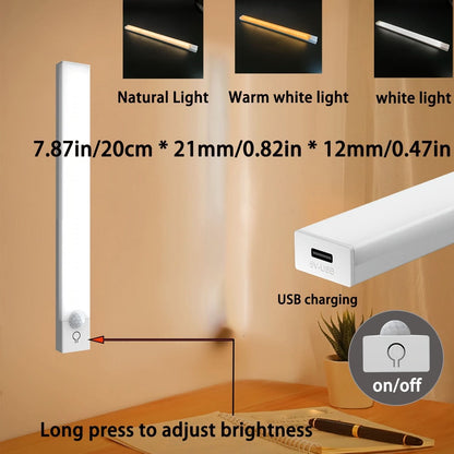 Smart LED Night Light with Motion Sensor, USB Rechargeable and Dimmable