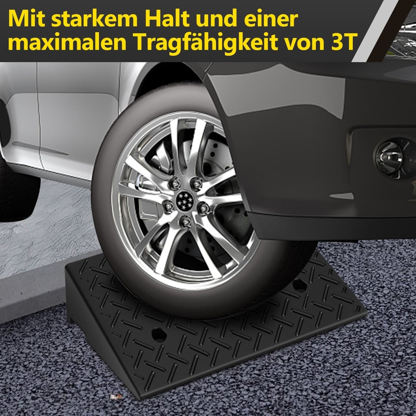 Rubber Access Ramp Set of 2 for Curbs - 3 Ton Capacity