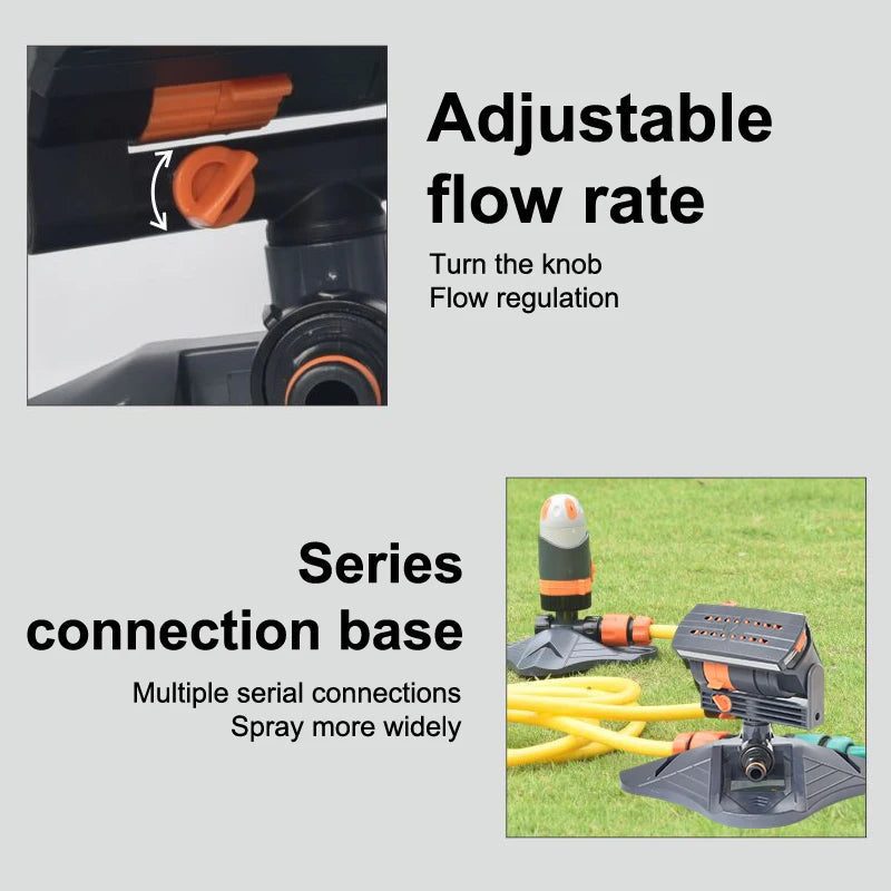 Oscillating Metal Head Lawn Sprinkler with Adjustable Range – 16 Nozzles for Garden and Grass Irrigation