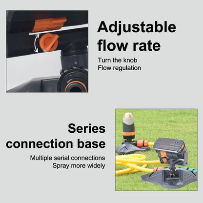Oscillating Metal Head Lawn Sprinkler with Adjustable Range – 16 Nozzles for Garden and Grass Irrigation