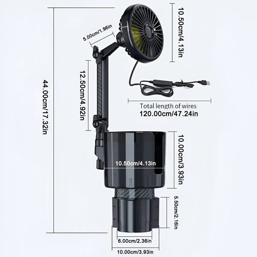 Adjustable Cooling Car Cup Holder Fan with USB Charging - 2-in-1
