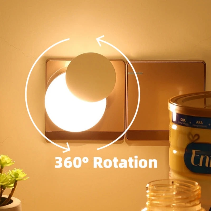LED Night Light with Light Sensor – Warm White, EU Plug, 6.5 x 6.5 cm