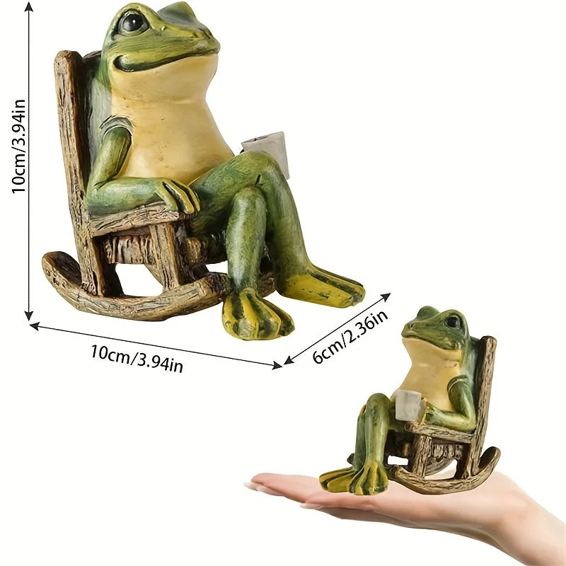 Solar-Powered Mini Frog Garden Sculpture | Weatherproof | Indoor and Outdoor Use