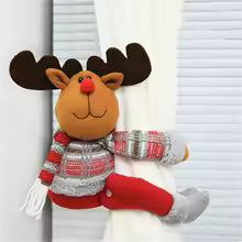 Christmas Curtain Tiebacks – Snowman, Santa & Reindeer Designs | 18×5.5 in