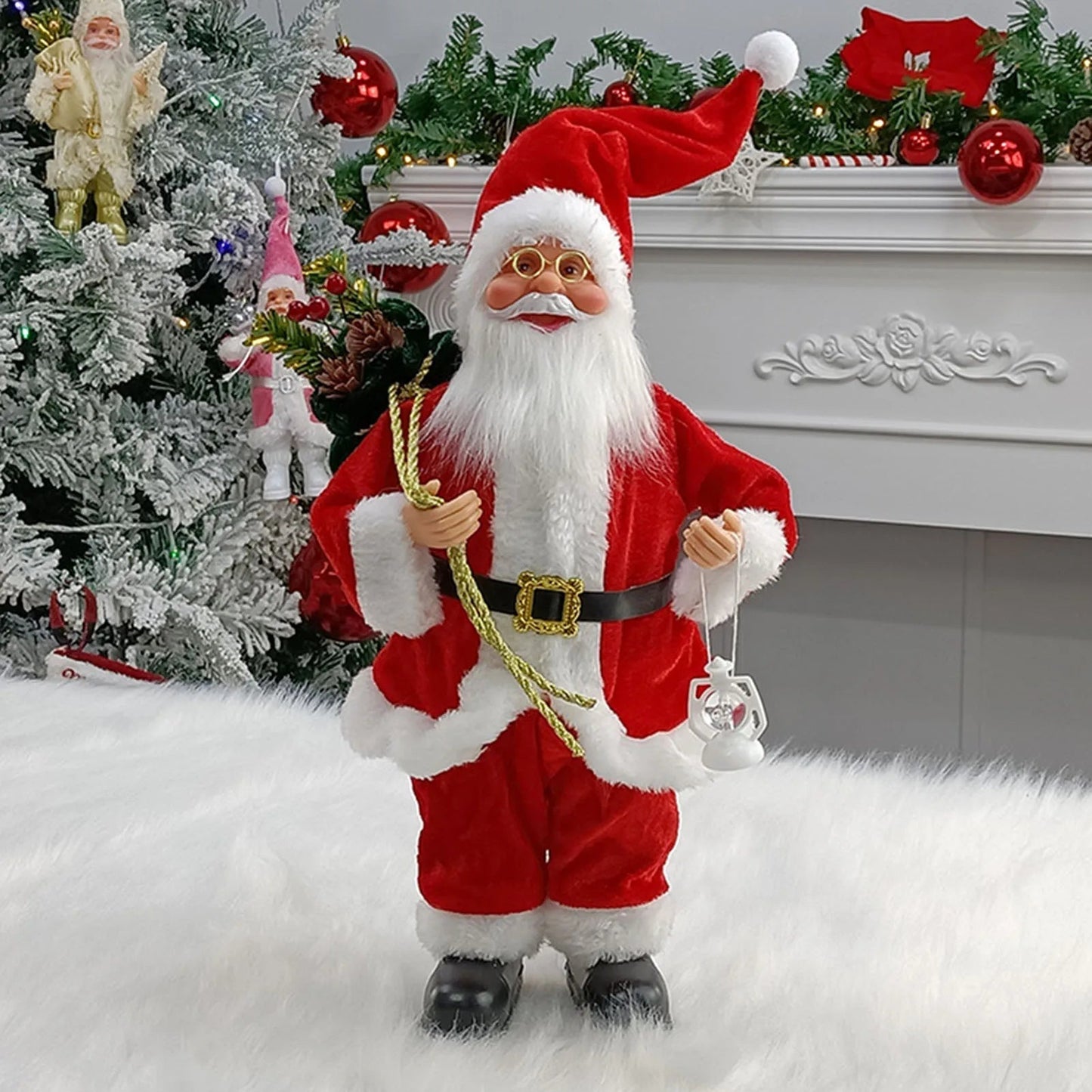 Christmas Figure MerryClaus | Santa Claus Sitting & Standing | 30 cm Decoration for Mantel, Table & Tree Ornaments
