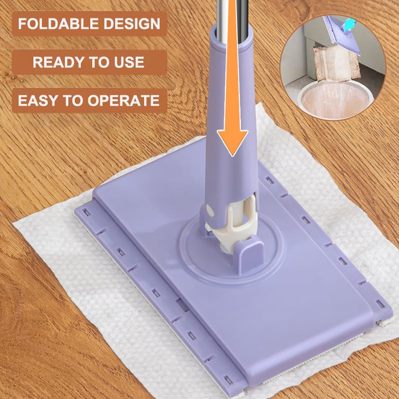 QuickClean Mop with Disposable Cloths & Folding Head | Effortless Floor Care for Wood, Laminate & Tile | Lightweight & Sanitary